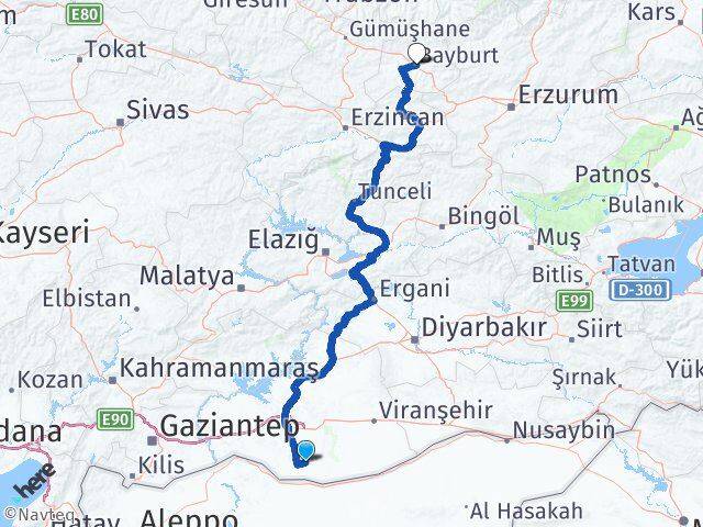 Şanlıurfa Harran Bayburt Arası Kaç Km - Yol Haritası