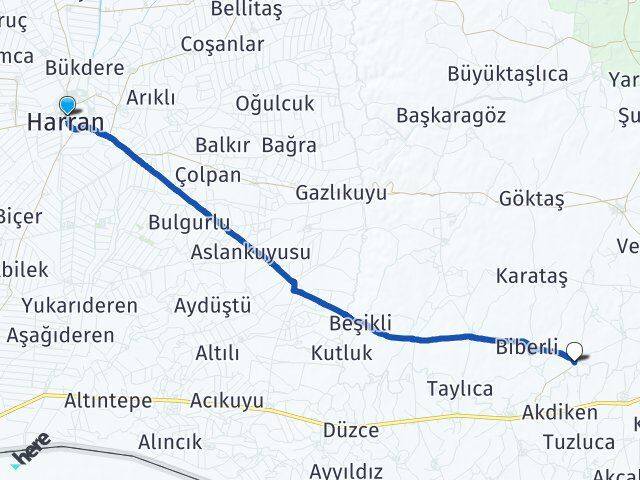 Şanlıurfa Harran Bilgili Harran Arası Kaç Km - Yol Haritası