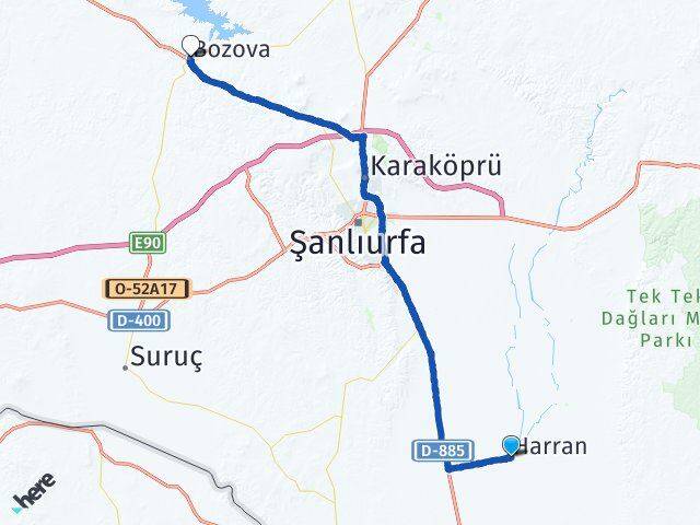 Şanlıurfa Harran Bozova Arası Kaç Km - Yol Haritası