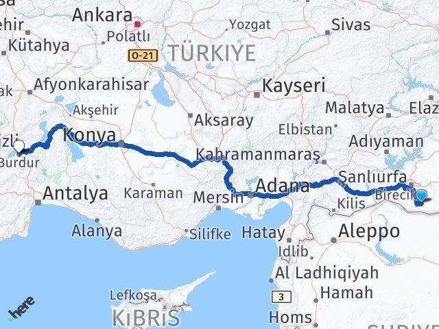 Şanlıurfa Harran Burdur Arası Kaç Km - Yol Haritası