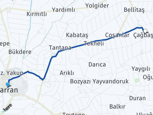 Şanlıurfa Harran Çağbaşı Harran Arası Kaç Km - Yol Haritası