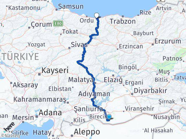 Şanlıurfa Harran Giresun Arası Kaç Km - Yol Haritası