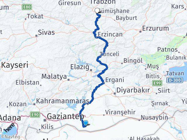 Şanlıurfa Harran Gümüşhane Arası Kaç Km - Yol Haritası