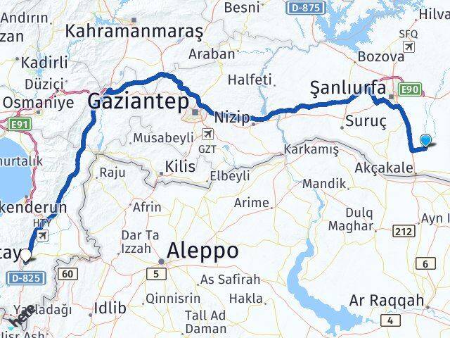 Şanlıurfa Harran Hatay Arası Kaç Km - Yol Haritası