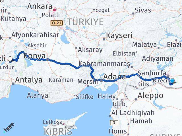 Şanlıurfa Harran Isparta Arası Kaç Km - Yol Haritası