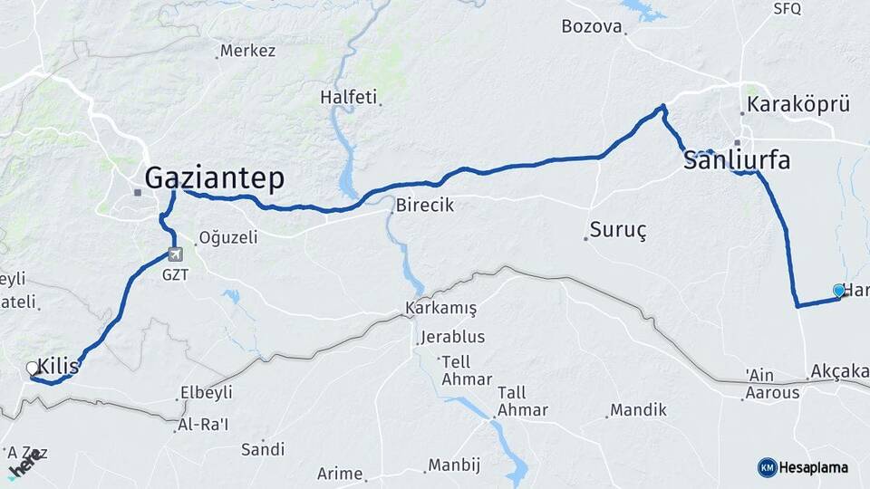 Şanlıurfa Harran Kilis Arası Kaç Km - Yol Haritası