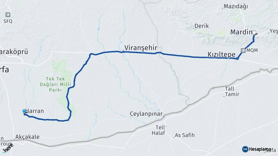 Şanlıurfa Harran Mardin Arası Kaç Km - Yol Haritası