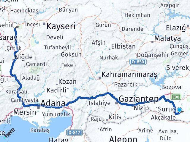 Şanlıurfa Harran Nevşehir Arası Kaç Km - Yol Haritası