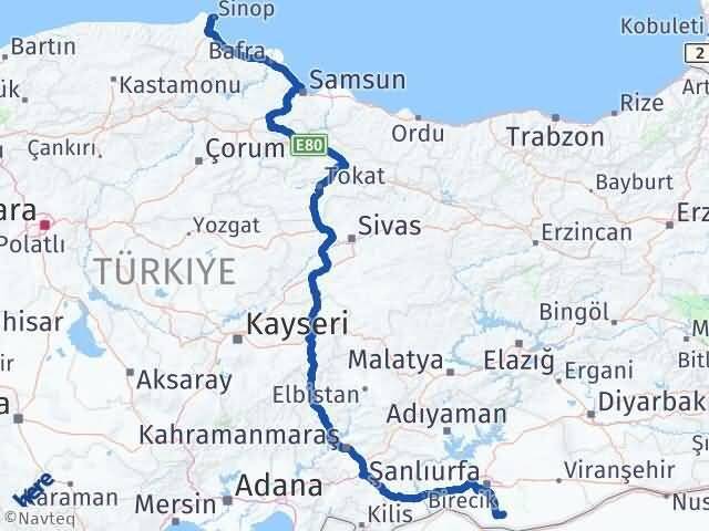 Şanlıurfa Harran Sinop Arası Kaç Km - Yol Haritası