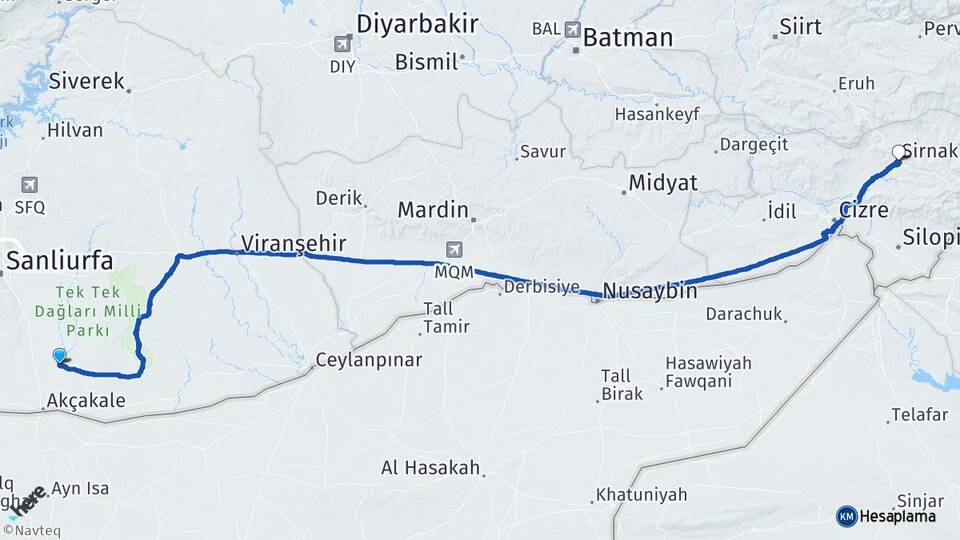 Şanlıurfa Harran Şırnak Arası Kaç Km - Yol Haritası