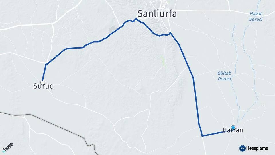 Şanlıurfa Harran Suruç Arası Kaç Km - Yol Haritası
