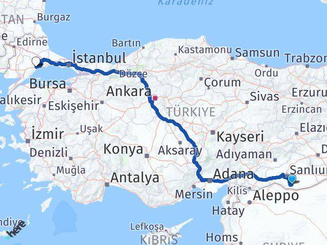 Şanlıurfa Harran Tekirdağ Arası Kaç Km - Yol Haritası