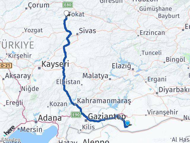 Şanlıurfa Harran Tokat Arası Kaç Km - Yol Haritası