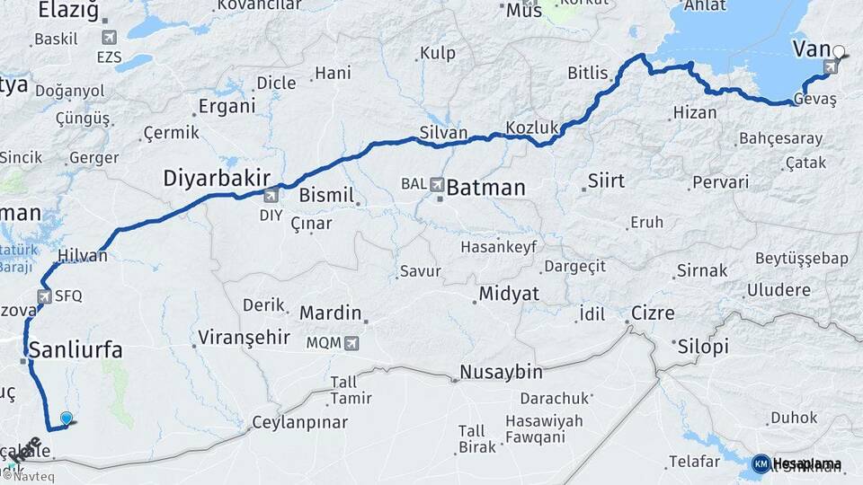 Şanlıurfa Harran Van Arası Kaç Km - Yol Haritası
