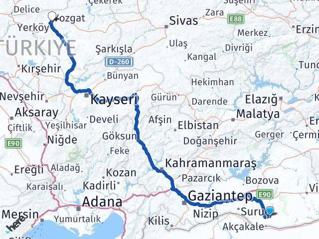 Şanlıurfa Harran Yozgat Arası Kaç Km - Yol Haritası