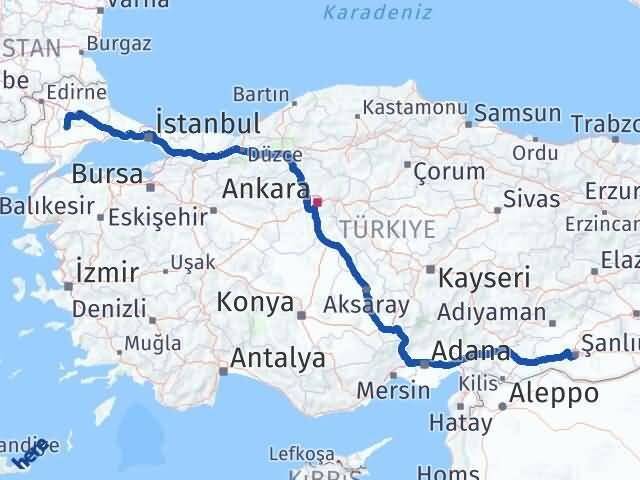 Şanlıurfa Hayrabolu Tekirdağ Arası Kaç Km - Yol Haritası