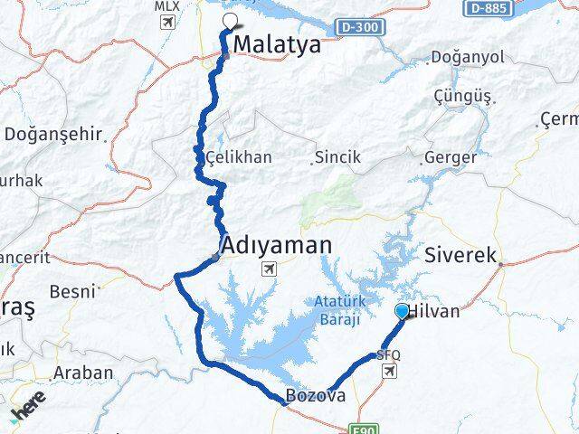 Şanlıurfa Hilvan Battalgazi Malatya Arası Kaç Km - Yol Haritası