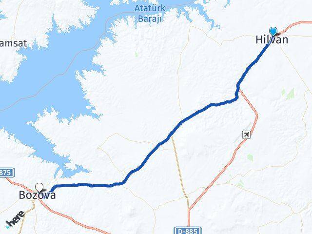 Şanlıurfa Hilvan Bozova Arası Kaç Km - Yol Haritası