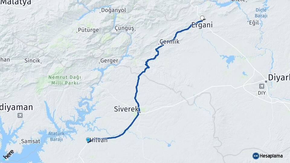 Şanlıurfa Hilvan Ergani Diyarbakır Arası Kaç Km - Yol Haritası