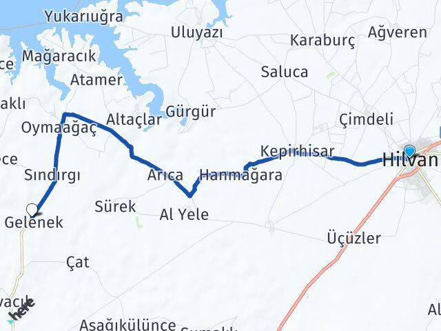 Şanlıurfa Hilvan Gelenek Hilvan Arası Kaç Km - Yol Haritası