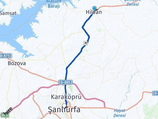Şanlıurfa Hilvan Haliliye Arası Kaç Km - Yol Haritası