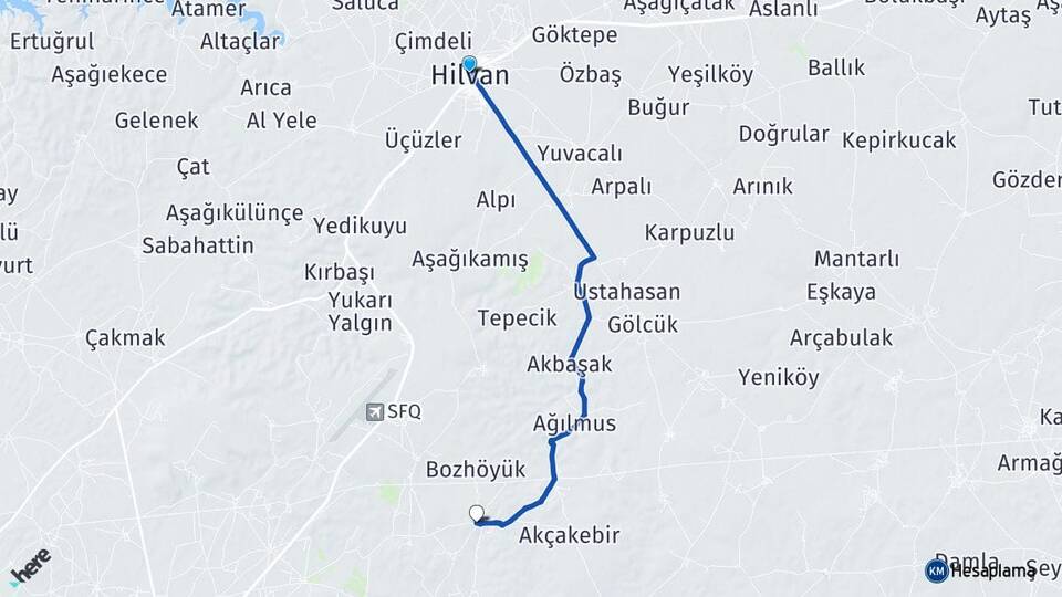 Şanlıurfa Hilvan Karapınar Hilvan Arası Kaç Km - Yol Haritası