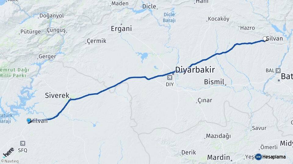 Şanlıurfa Hilvan Silvan Diyarbakır Arası Kaç Km - Yol Haritası