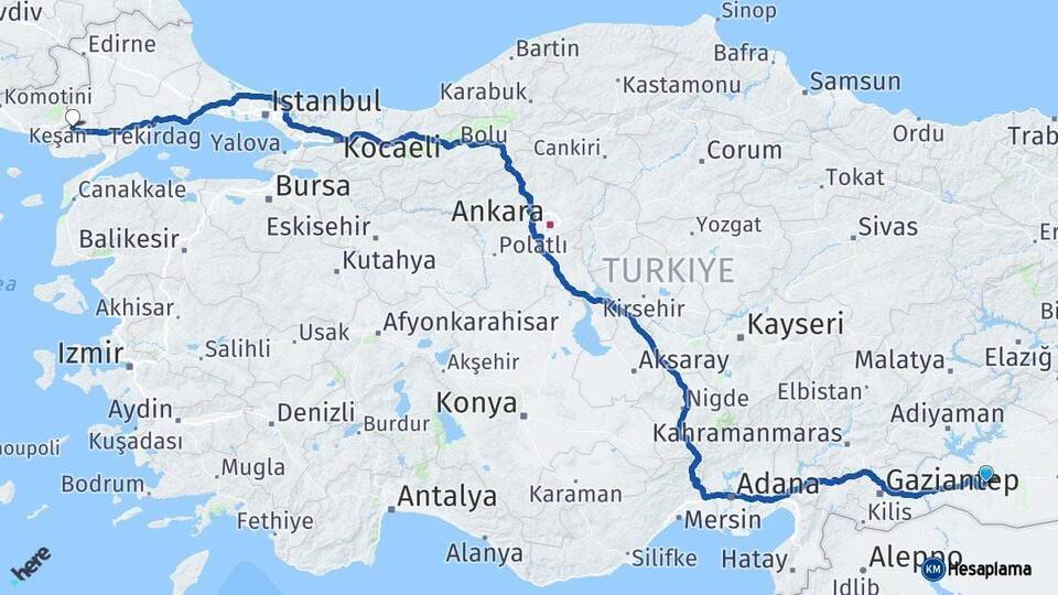 Şanlıurfa İpsala Edirne Arası Kaç Km - Yol Haritası