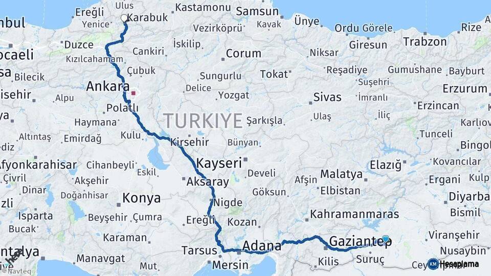 Şanlıurfa Karabük Arası Kaç Km - Yol Haritası