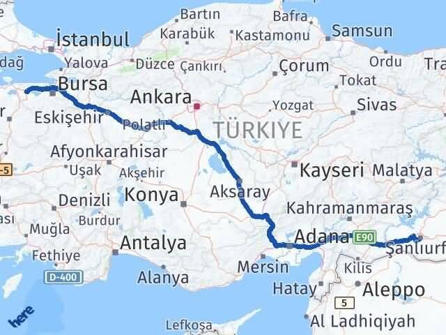 Şanlıurfa Karacabey Bursa Arası Kaç Km - Yol Haritası