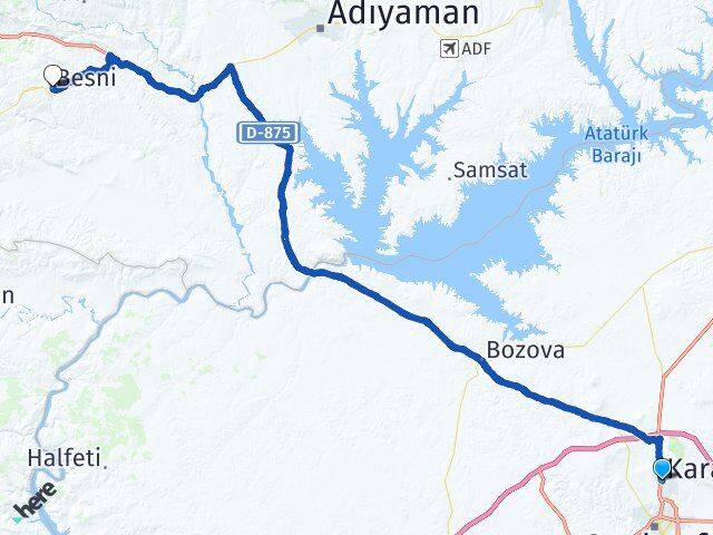 Şanlıurfa Karaköprü Besni Adıyaman Arası Kaç Km - Yol Haritası