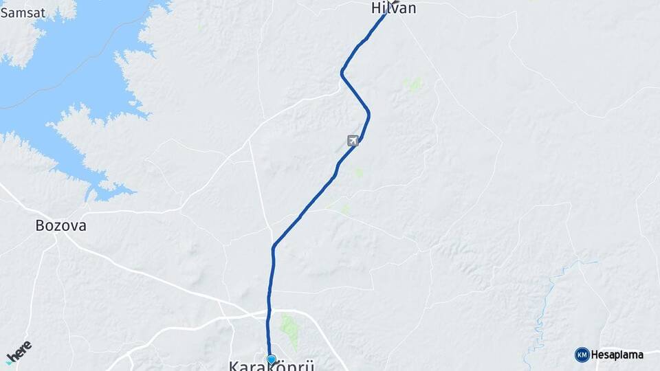 Şanlıurfa Karaköprü Hilvan Arası Kaç Km - Yol Haritası