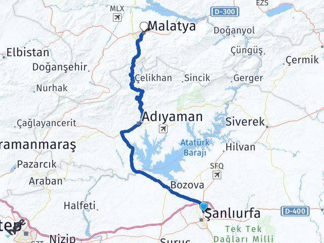 Şanlıurfa Karaköprü Malatya Arası Kaç Km - Yol Haritası