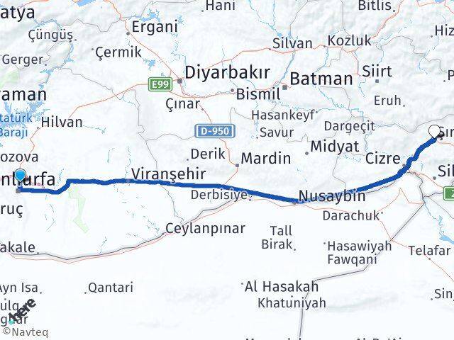 Şanlıurfa Karaköprü Şırnak Arası Kaç Km - Yol Haritası