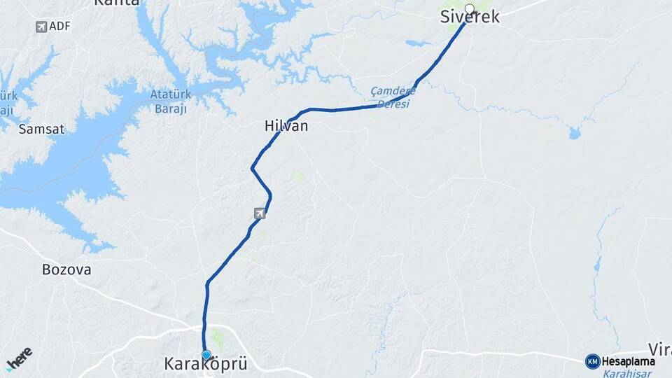 Şanlıurfa Karaköprü Siverek Arası Kaç Km - Yol Haritası