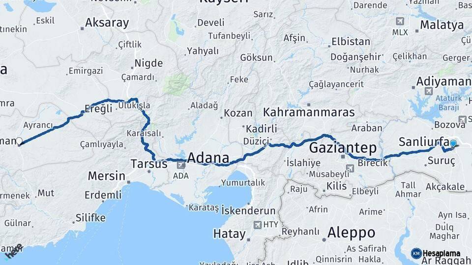 Şanlıurfa Karaman Arası Kaç Saat? Yol Haritası, Yakıt, Rota ve Mesafe Hesaplama Şanlıurfa Karaman Arası Kaç Km? Kaç Saat? Yol Haritası