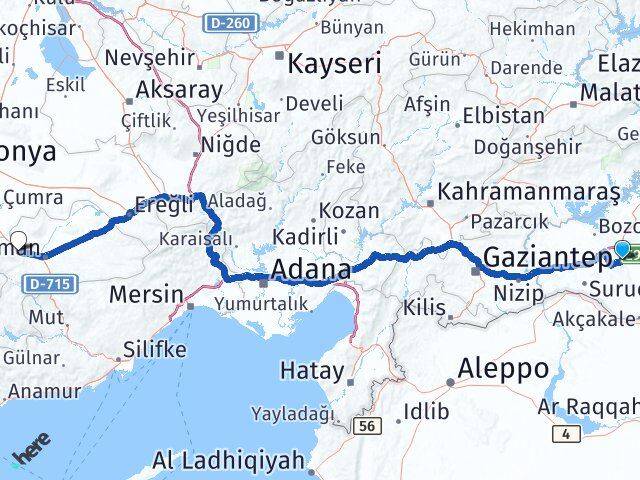 Şanlıurfa Kazımkarabekir Karaman Arası Kaç Km - Yol Haritası