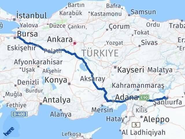 Şanlıurfa Kestel Bursa Arası Kaç Km - Yol Haritası