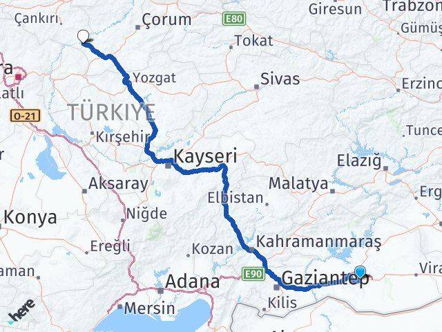 Şanlıurfa Kızılırmak Çankırı Arası Kaç Km - Yol Haritası