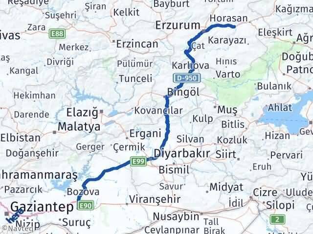 Şanlıurfa Köprüköy Erzurum Arası Kaç Km - Yol Haritası