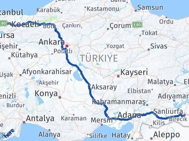 Şanlıurfa Körfez Kocaeli Arası Kaç Km - Yol Haritası