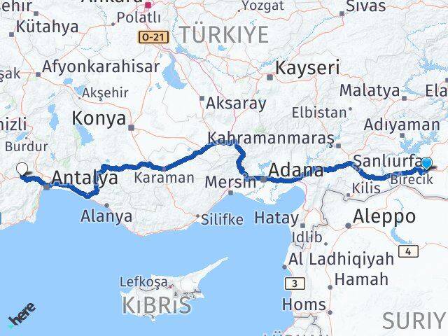 Şanlıurfa Korkuteli Antalya Arası Kaç Km - Yol Haritası