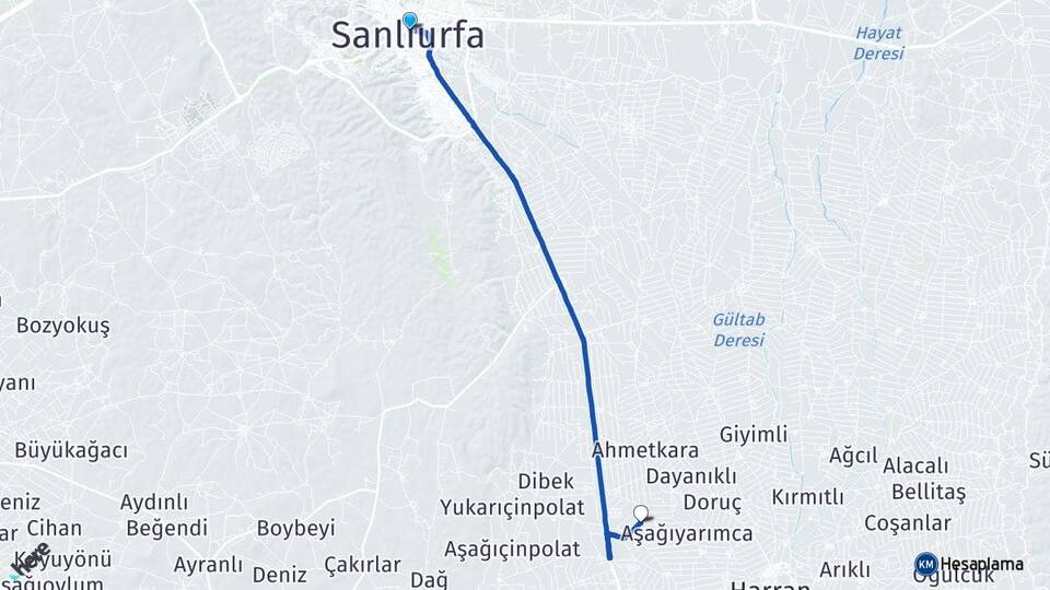 Şanlıurfa Koruklu Akçakale Arası Kaç Km - Yol Haritası