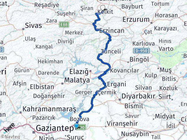 Şanlıurfa Köse Gümüşhane Arası Kaç Km - Yol Haritası