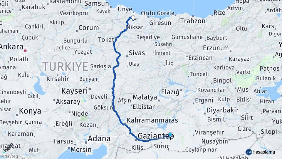 Şanlıurfa Kumru Ordu Arası Kaç Km - Yol Haritası