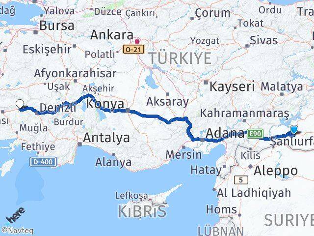 Şanlıurfa Kuyucak Aydın Arası Kaç Km - Yol Haritası