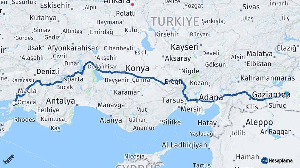 Şanlıurfa Marmaris Muğla Arası Kaç Km - Yol Haritası
