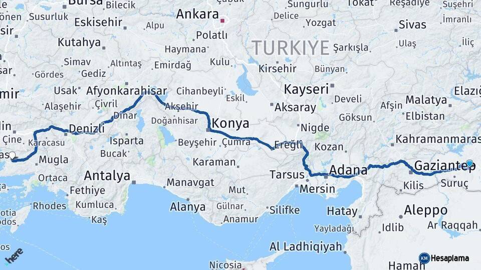 Şanlıurfa Milas Muğla Arası Kaç Km - Yol Haritası