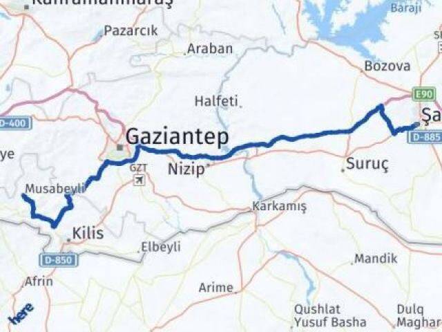 Şanlıurfa Musabeyli Kilis Arası Kaç Km - Yol Haritası
