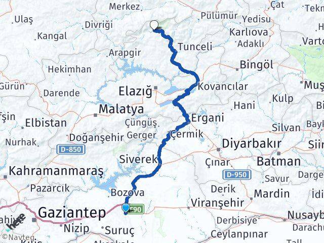 Şanlıurfa Ovacık Tunceli Arası Kaç Km - Yol Haritası